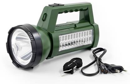 CRENTILA Rechargeable LED Search Long Range Torch Light with Blinker + Side Home Tube 8 hrs Torch Emergency Light