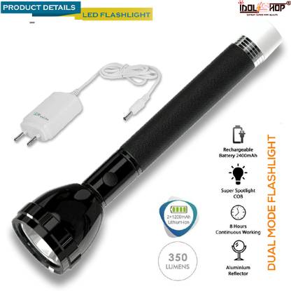 iDOLESHOP 2 IN 1 Rechargeable Waterproof Dual Mode Powerful Long-Range Up to 1 KM Flashlight with Backlight With 3000mAh Battery 8 hrs Torch Emergency Light