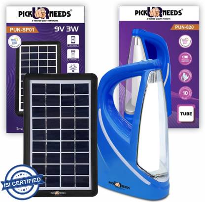 Pick Ur Needs Solar Rechargeable Home Emergency Light 2 Mode Extra Brightness Indoor / Outdoor 5 hrs Flood Lamp Emergency Light