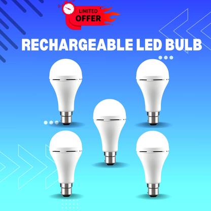 SACRO Rechargeable Emergency Bulb Inverter Bulb, 3Hr Battery Backup_Pack of 5 P297 3 hrs Bulb Emergency Light