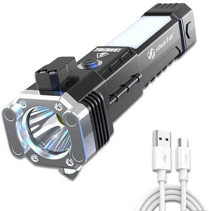 Nature Mayaa Rechargeable Flashlight with Hammer Window Glass 3 hrs Torch Emergency Light