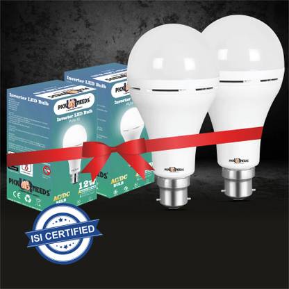 Pick Ur Needs Rechargeable Emergency Inverter 9W LED AC/DC Bulb, Self-Charging (Pack of 2) 4 hrs Bulb Emergency Light