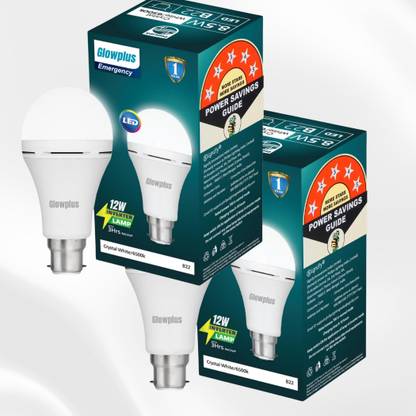 Glowplus G Pk-2-12W LED Bulb with Battery Inside 4 hrs Bulb Emergency Light