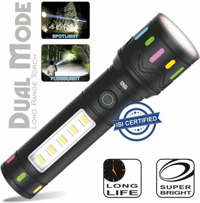 Daily Needs Shop 100W Rechargeable Emergency Mini Torch With 3 Mode +Side RWB COB Telescopic Zoom 5 hrs Torch Emergency Light