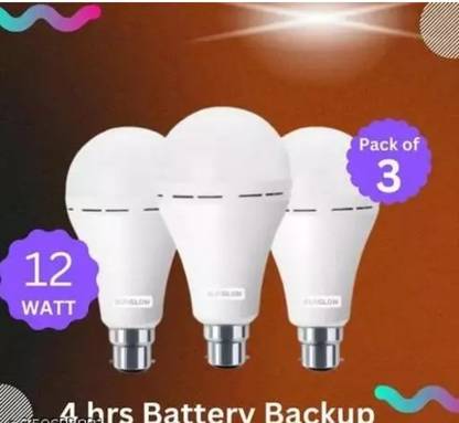 Gold Nation Inverter LED bulb 12watt (pack of 3) 4 hrs Bulb Emergency Light