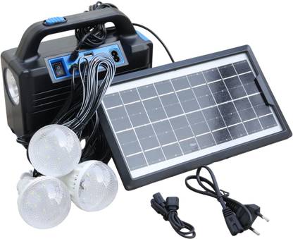 Smuf RL-5390 Portable Solar Inverter + 3 Bulb + LED Lamp + Mobile Charging 8 hrs Flood Lamp Emergency Light