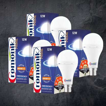 Cromonik (Pack of 4)-12W Rechargeable LED Bulb with Durable Battery 4 hrs Bulb Emergency Light