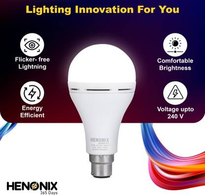 HENONIX Smart Inverter LED Bulb 12W Emergency Rechargeable Light for Power Cuts 4 hrs Bulb Emergency Light