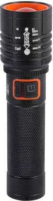 AKR Long Range Rechargeable ZOOMABLE METAL TORCH)5 Modes Flashlight, Super Bright 4 hrs Torch Emergency Light