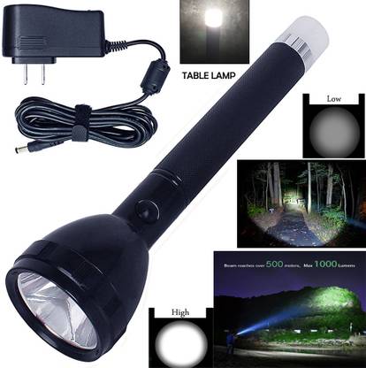 SDMS AC 3 Mode 3 in 1 Waterproof 1000 Meter Range LED 2W Torch Rechargeable 2400 mAh Torch
