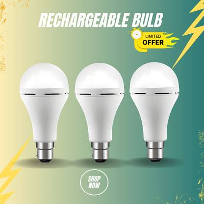 GUGGU Rechargeable Emergency Bulb 12W Inverter Rechargebale Emergency Bulb_Pack_3 T24 3 hrs Bulb Emergency Light