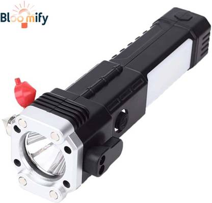 BloomiFy BMT-H66 Hammer Rechargeable LED Flashlight with Window Breaker & Seatbelt Cutter 5 hrs Torch Emergency Light
