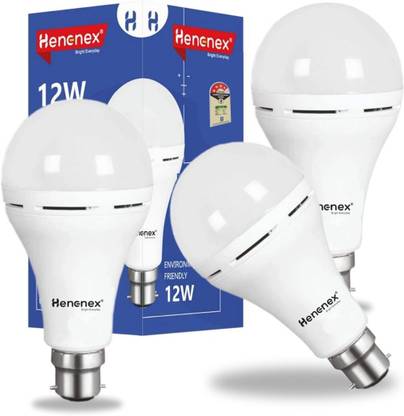 Henonex 12W Rechargeable LED Bulb|Pck of 3 4 hrs Bulb Emergency Light
