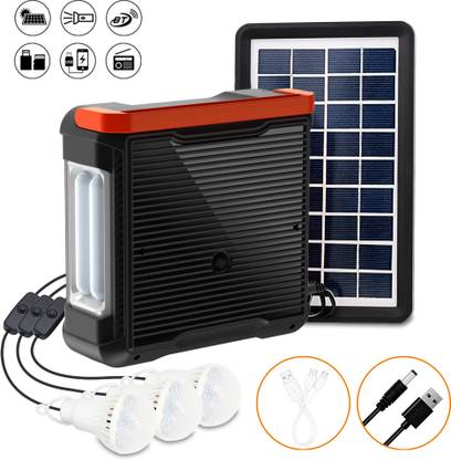 Daily Needs Shop Emergency Rechargeable Solar Power Set Mini Generator With USB Bluetooth Speaker इमरजेंसी लाइट