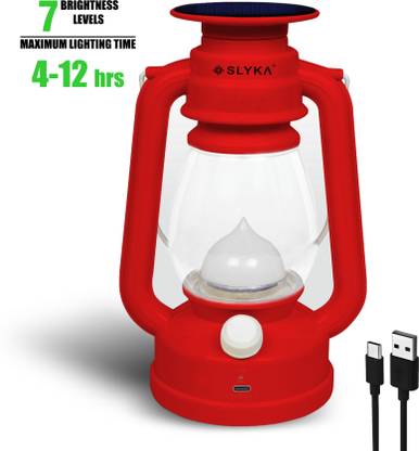 SLYKA 12 Hi-Bright LED with 1st Step Night Lamp Solar Rechargeable 4 hrs Lantern Emergency Light