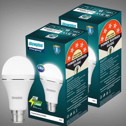 Glowplus G Pk-2-12W LED Bulb for Home & Office 4 hrs Bulb Emergency Light