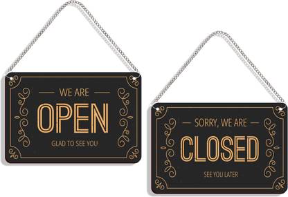 DELWOR We Are Open Glad To See You, Sorry, We Are Closed See You Later Emergency Sign