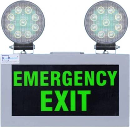 Bluebeems Green LED Sign Board with Halogen Light – EMERGENCY EXIT I Wall Mounting Boards Emergency Sign