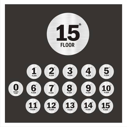 Mindcraftz G Plus Fifteen floors Round Border Less style Stairs Lifts Lobby Board Emergency Sign