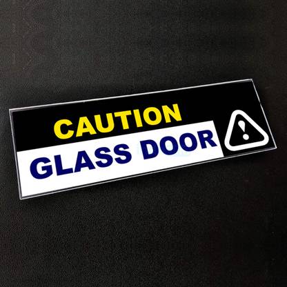 indnone Caution Glass Door Emergency Sign