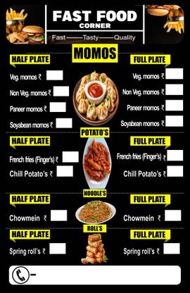 surmul Fast Food Corner Sign Board For Cafe, Carts, Hotels Sign Board 18x12 Inches Emergency Sign