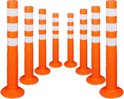 Kunplast Flexible Plastic Spring Post Barrier High Grade Polymer Material, Pack of 8 Emergency Sign