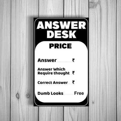 komstec Red Answer Desk Rates Funny Sign Board For Customer Service Area 8x5 Inches Emergency Sign