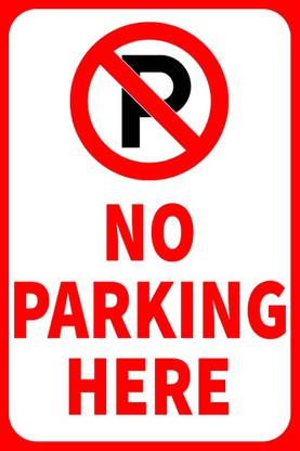 VAAIMAI No Parking Here Sticker, 8X12 INCH, Red, Vinyl, Eco Friendly, UV Protected Emergency Sign