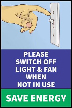VAAIMAI Please Switch Off The Light and Fan When Not In Use Sticker, 20X30 CM Sticker Emergency Sign