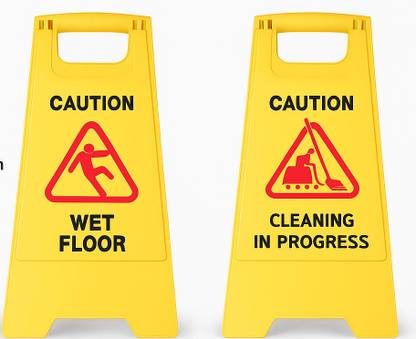SOLACE HYGIENE Wet Floor-Cleaning in Progress-Safety Sign Board for Hospitals-Offices-Malls-2pc Emergency Sign