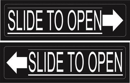 GOODPRINTZONE Slide To Open Door Sticker Signage Size 3X6"in Pack Of 6 Pcs Black Color Emergency Sign