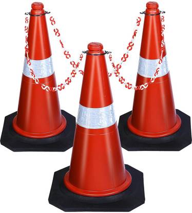 ABS Industry Safety Cones 3 Cones with 3 Meters S Hook Safety Chain with 3 Hooks Emergency Sign