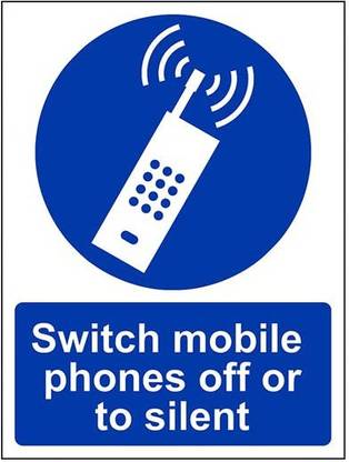RLDigitalUnits Switch mobile phones off or to silent sign board Emergency Sign
