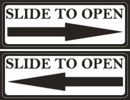 GOODPRINTZONE Slide To Open Arrow Door Sticker For VIP Black Color Size 3"X8"Inch Pack 4 Pcs Emergency Sign