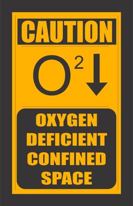 Ordershock Caution For Oxygen Deficent Confind Space Sing Board 8x5 Inches Emergency Sign