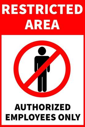 VAAIMAI Restricted Area Authorized Employees Only Sticker, 20X30 CM, Red, Signage Emergency Sign