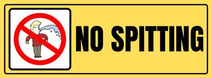 Ira Sign NO SPITTING Emergency Sign