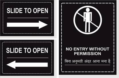 GOODPRINTZONE No Entry Without Permission, And Slide To Open Board, Size 9"X12"Inch,5mm Thick Emergency Sign