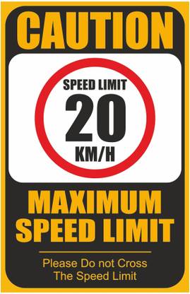 surmul Caution Maximum Speed Limit 20 km/h Sign Board For House Road, 8x5 Inches Emergency Sign