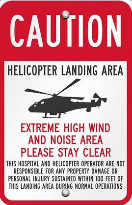 RLDigitalUnits CAUTION HELICOPTER LANDING AREA SIGN BOARD Emergency Sign