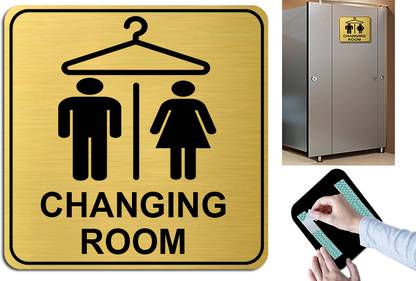 Klowage CHANGING ROOM Self-Adhesive Golden Black High Grade Acrylic Engraving Sign Board Emergency Sign