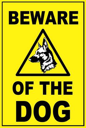 VAAIMAI Beware of Dog Sticker, 20X30 CM, Yellow, Waterproof Sign Sticker, Glossy Sticker Emergency Sign