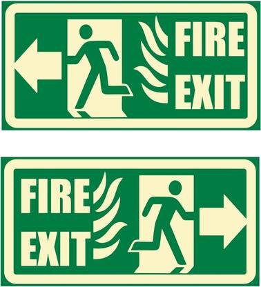 surmul Fire Exit Sign Board Left And Right Sunboard Office, Hospital 8x4 Inch Emergency Sign
