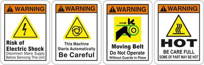 Honest Poly Risk Of Electric Shock, Be Careful, Moving Belt, Hot Emergency Sign
