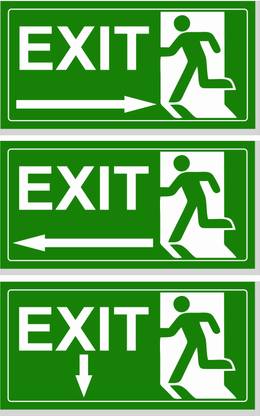 GOODPRINTZONE Fire Exit night Glow Size 6X12 Inch Pack Of 1 Set Emergency Sign