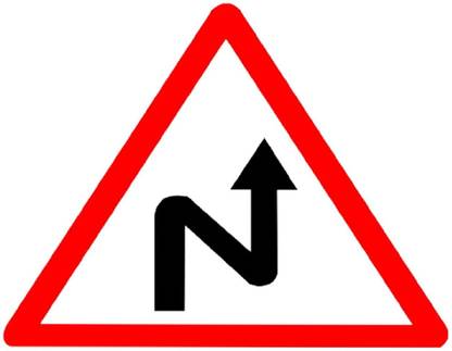 Ladwa Right Reverse Bend Cautionary Retro Reflective Road Signage - 600 mm Triangle Emergency Sign