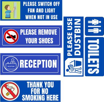 Ira Sign NO SMOKING,TOILET,RECEPTION,USE DUSTBIN Emergency Sign