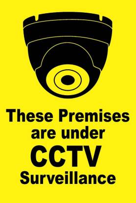 VAAIMAI Permises Under CCTV Surveillance Sticker, 20X30CM, Yellow, Eco ...