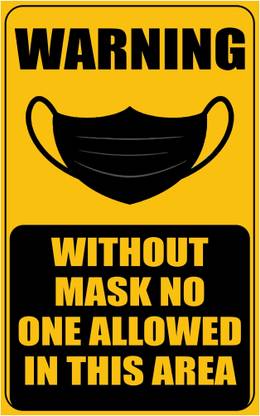 Ordershock Warning Without Mask No Allowed Sign Boards Waterproof Vinyl 8x5 Inches Emergency Sign