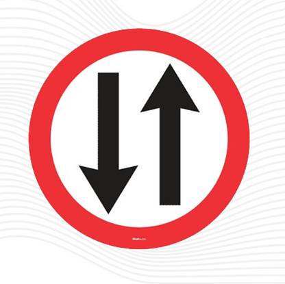 Signved Two Way Street Sign Board, Road Safety Signage, 64 cm x 64 cm Emergency Sign